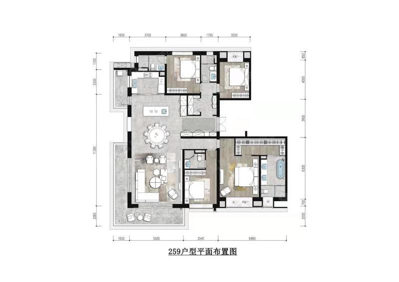 5室2廳2陽臺 龍湖錦粼天序戶型圖