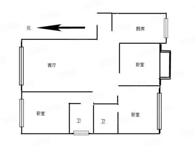 3室2厅1阳台 香格里拉盛景户型图