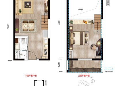 2室1厅 新希望白麓城四期公寓户型图