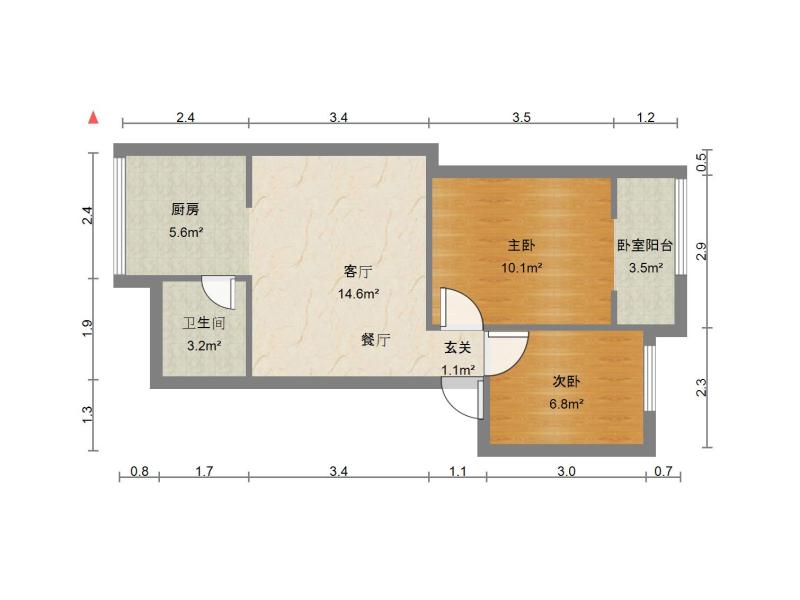 2室1廳1陽臺 豐寧小區(qū)北區(qū)戶型圖