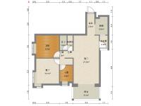 2室2廳1陽(yáng)臺(tái) 上東城戶型圖