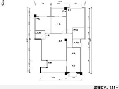 3室2廳1陽臺 楓藍(lán)國際戶型圖