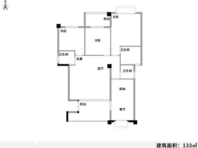 3室2廳1陽臺 楓藍(lán)國際戶型圖