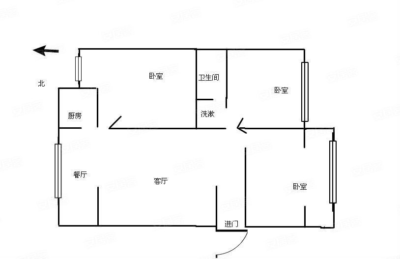 3室2廳 冶金研究院宿舍（圓通北路86號）戶型圖