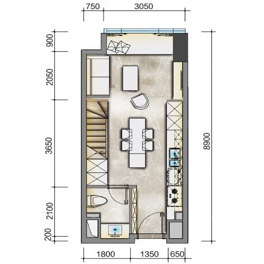 1室1厅 滇池明珠广场公寓户型图