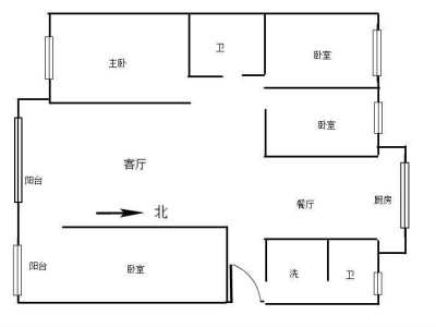 3室2厅1阳台 华龙小区户型图