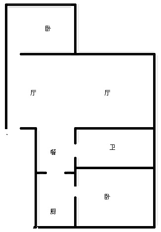2室1厅1阳台 华龙小区公寓户型图