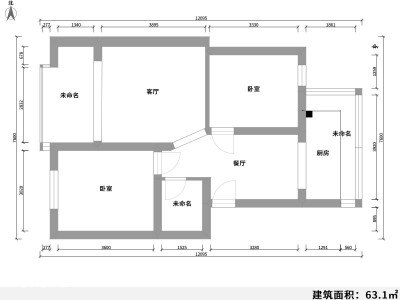 2室2厅1阳台 金实小区求实园户型图