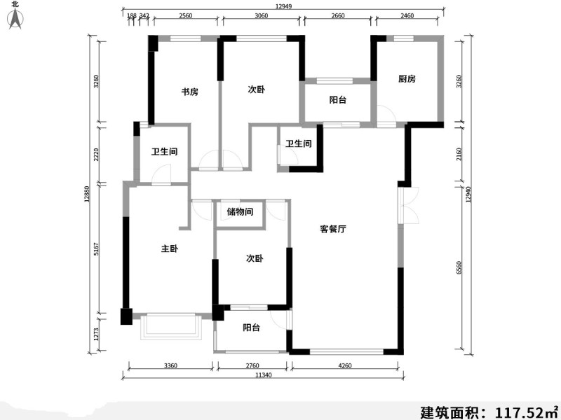 4室2廳2陽(yáng)臺(tái) 云通嘉園戶型圖