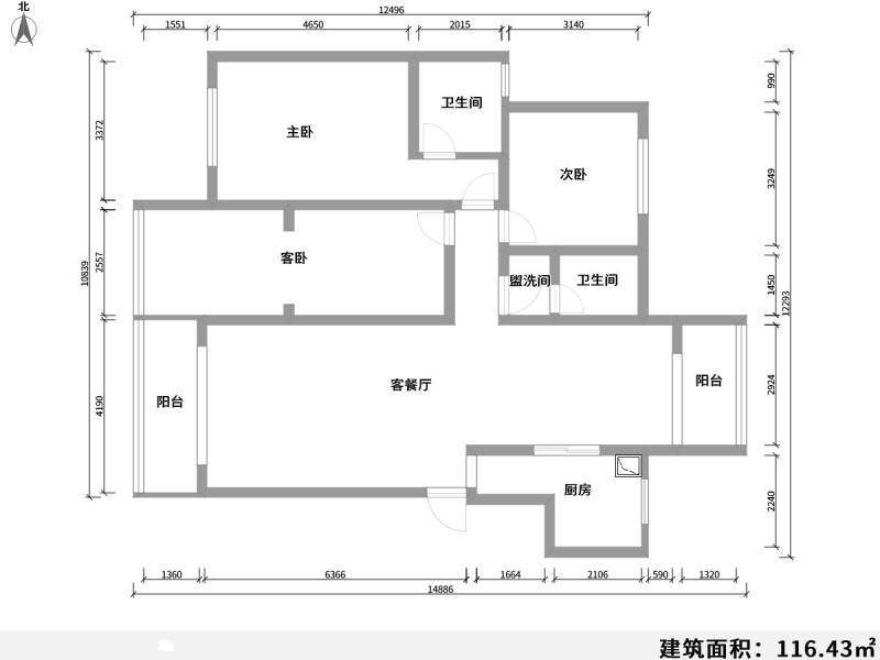4室2厅2阳台 云南农大教工住宅小区户型图