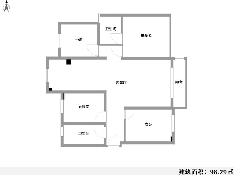 3室2厅1阳台 云南农大教工住宅小区户型图