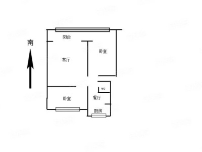 2室1廳1陽臺 龍江苑戶型圖