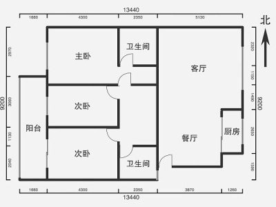 3室2厅 郦岛嘉园户型图