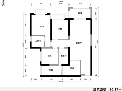 3室2廳2陽臺 怡錦苑北區(qū)戶型圖