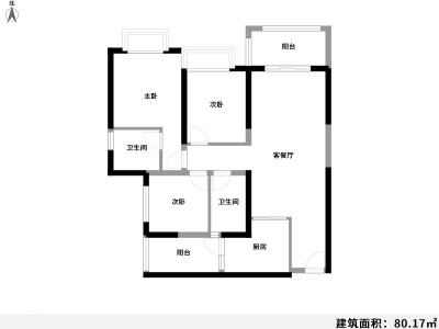 3室2廳2陽臺 怡錦苑北區(qū)戶型圖
