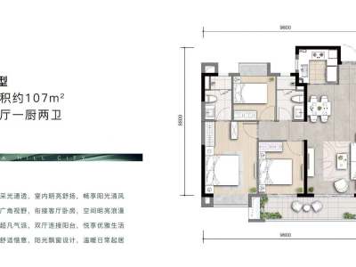 3室2厅2阳台 大华锦绣麓城盛学苑户型图