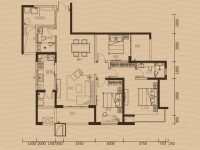 3室2廳2陽臺 濱江俊園后灣組團(tuán)戶型圖