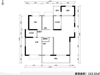 4室2厅2阳台 实力锦城B组团户型图