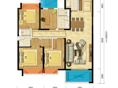 4室2厅2阳台 新城琅樾一期户型图
