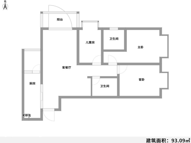 3室1厅1阳台 西城林语小区户型图