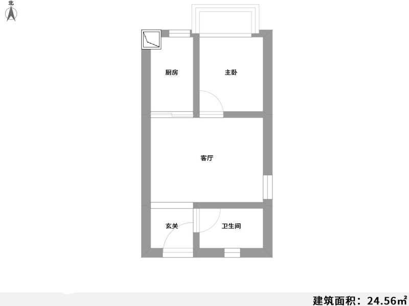 1室1厅 西城林语小区公寓户型图