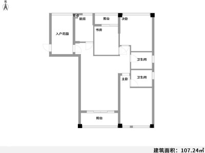 3室2廳1陽臺 城市理想一期公寓戶型圖