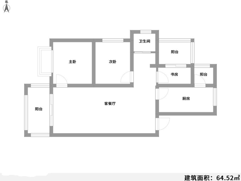 3室2厅1阳台 润城五福临户型图