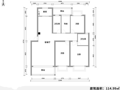 3室2厅1阳台 良晨水逸一期户型图