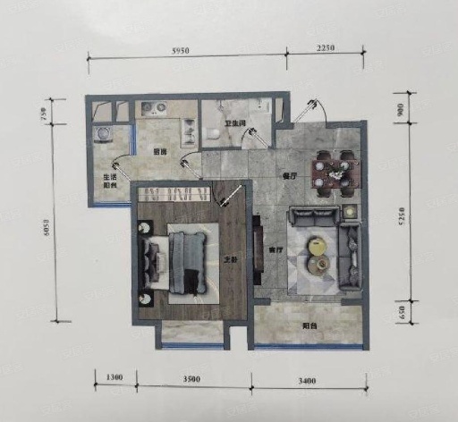 3室2廳1陽(yáng)臺(tái) 鼓樓路250號(hào)戶型圖