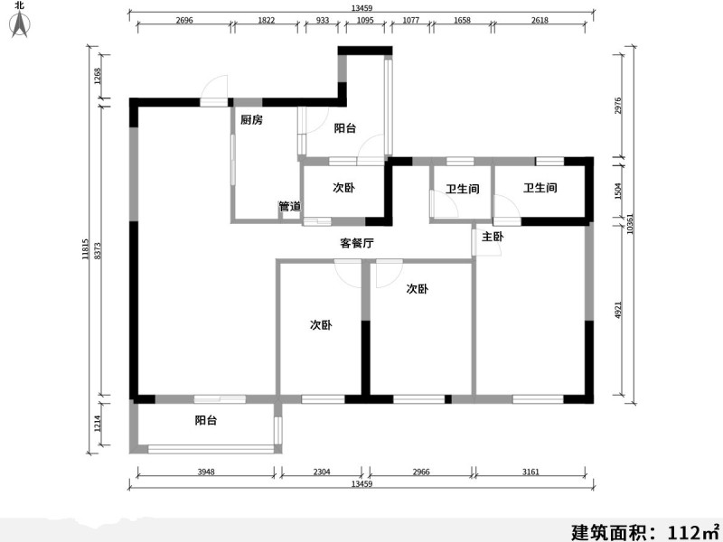 3室2廳2陽臺(tái) 銀海城市花園戶型圖