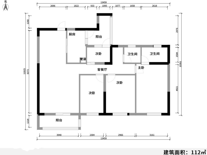 4室2厅1阳台 银海城市花园户型图