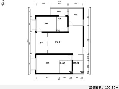 3室1厅1阳台 滨江俊园一期户型图