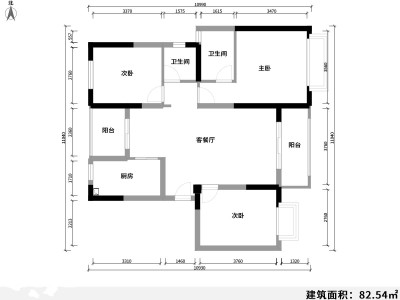 3室2廳2陽(yáng)臺(tái) 實(shí)力山語(yǔ)間戶型圖
