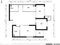3室2廳1陽臺 濱江俊園一期戶型圖