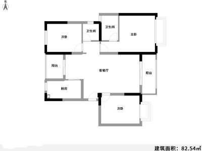 3室2廳2陽(yáng)臺(tái) 實(shí)力山語(yǔ)間戶型圖