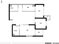 3室2廳1陽臺 濱江俊園一期戶型圖