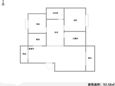 3室2厅2阳台 金色家园紫竹园户型图