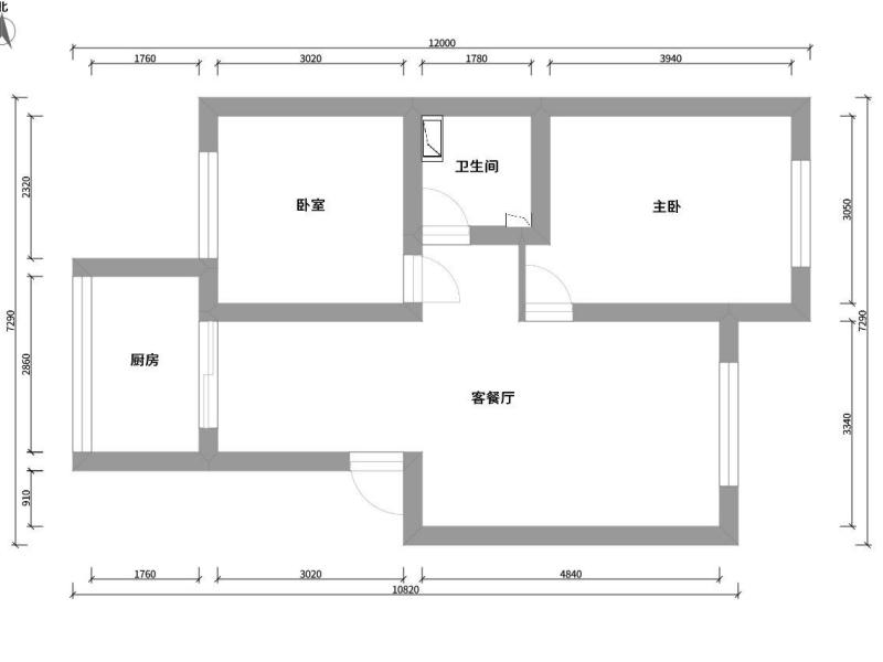 2室2廳1陽臺 白龍苑戶型圖