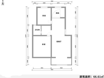 2室2厅1阳台 金色家园紫竹园户型图