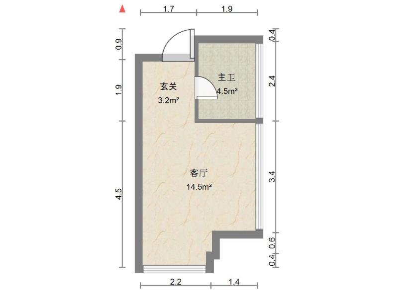 1室1厅1阳台 金地珺悦公寓户型图