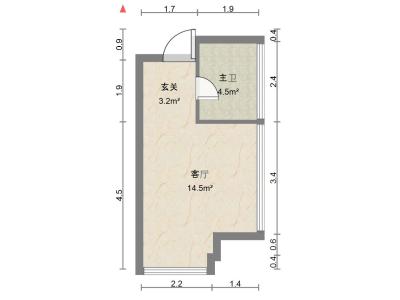 2室1厅 金地珺悦公寓户型图