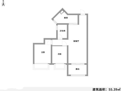2室2厅1阳台 富春山居户型图
