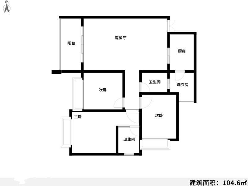 3室2厅2阳台 戎锦花园户型图