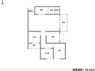 3室3厅1阳台 云大知城二期户型图