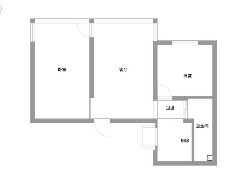 2室2厅1阳台 黄瓜营电力小区3号院户型图