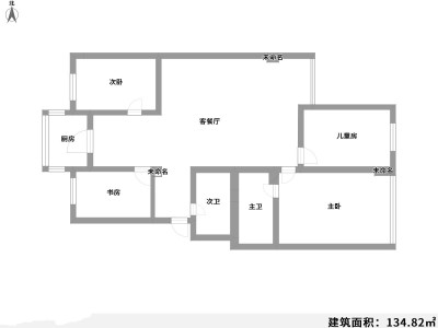 4室2厅1阳台 临江花园户型图