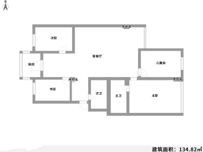 4室2廳2陽臺 臨江花園戶型圖