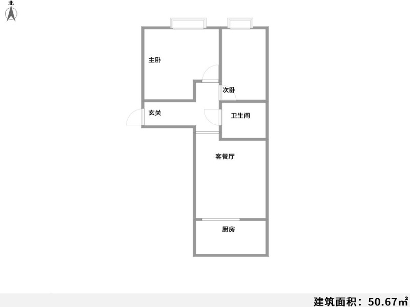 2室2廳1陽(yáng)臺(tái) 云津市場(chǎng)戶型圖