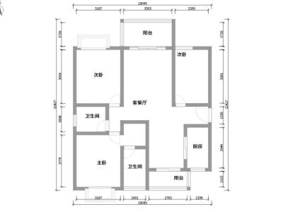 3室2廳2陽臺 桃源花園戶型圖