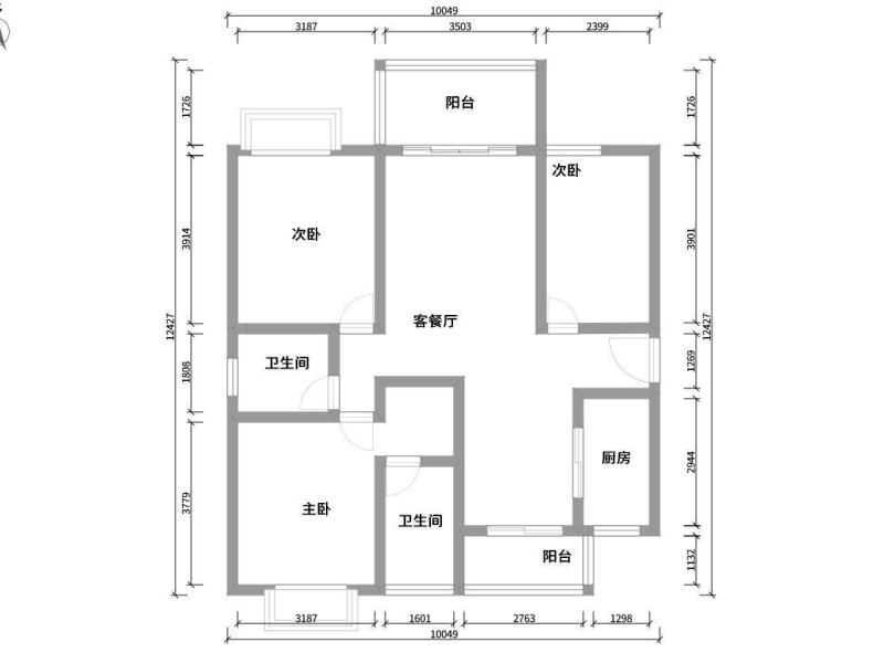 3室2廳2陽臺 桃源花園戶型圖